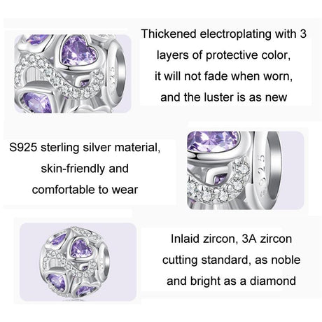 925 Sterling Silver Love Infinity Heart Zircon Bracelet