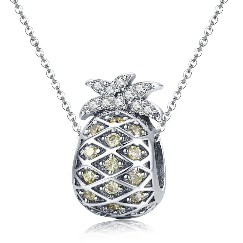 925 Sterling Silver Summer Pineapple Beads For Bracelet Or Necklace Diy Style - Bead