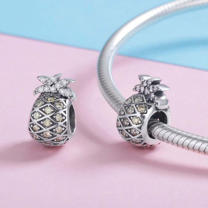 925 Sterling Silver Summer Pineapple Beads For Bracelet Or Necklace Diy Style - Bead