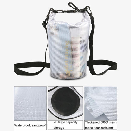 2L Waterproof Bag For Beach Rafting And Swimming Translucent Design
