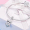 925 Sterling Silver Blue Zircon Owl Pendant For Diy Bracelets Movable Style - Pendant