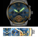 Gold Blue Multi-Function Men Quartz Watch