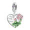 925 Sterling Silver Lotus Flower Love Zirconia Bracelet Charm
