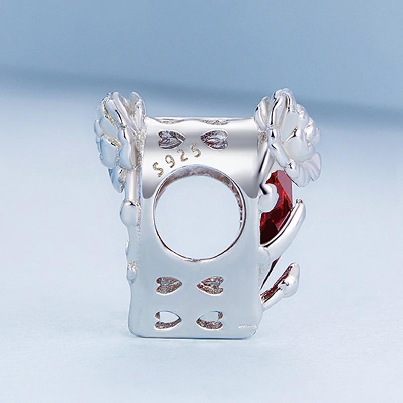 925 Sterling Silver Birthstone Bracelet With Love Pearl Beads January Style - January