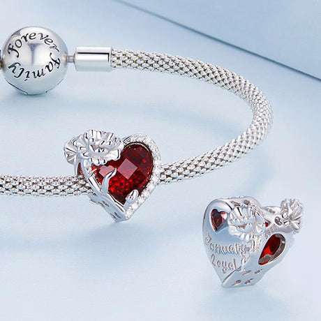 925 Sterling Silver Birthstone Bracelet With Love Pearl Beads January Style - January