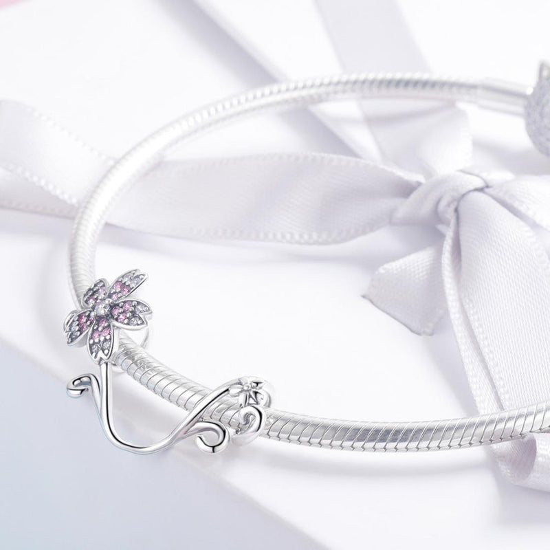 925 Sterling Silver Floral Diy Bracelet Charm