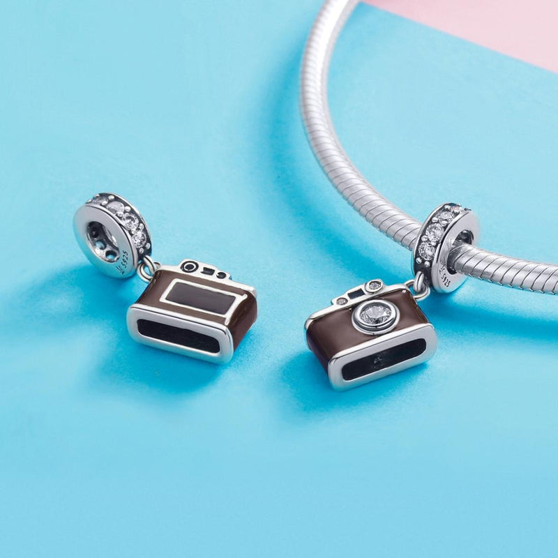925 Sterling Silver Retro Camera Pendant For Diy Bracelets And Necklaces Style - Pendent