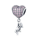 925 Sterling Silver Bear Balloon Bracelet With Zirconium Diamond Beads Style - Bead