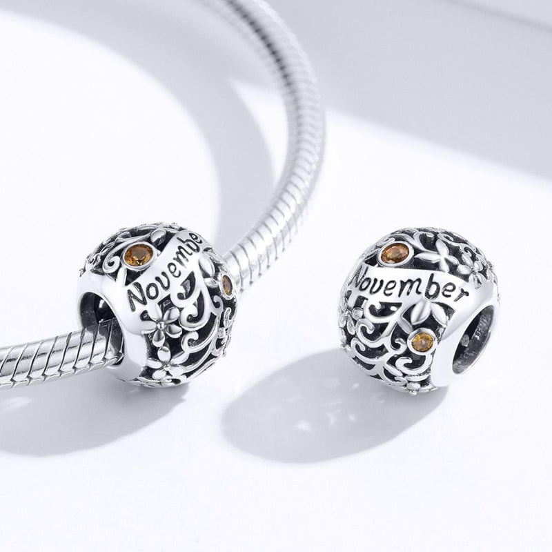 925 Sterling Silver Diy Birthstone Bracelet & Necklace Set November Style - November