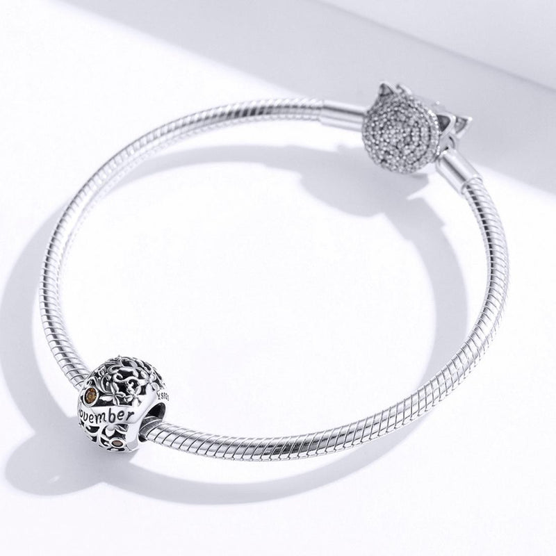 925 Sterling Silver Diy Birthstone Bracelet & Necklace Set November Style - November