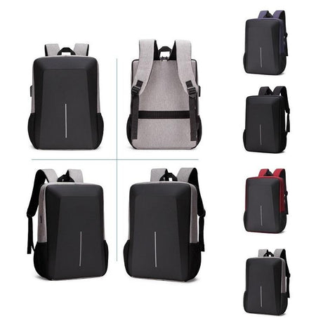 Anti-theft Hard Shell Backpack for Men with Alloy Frame - Blue