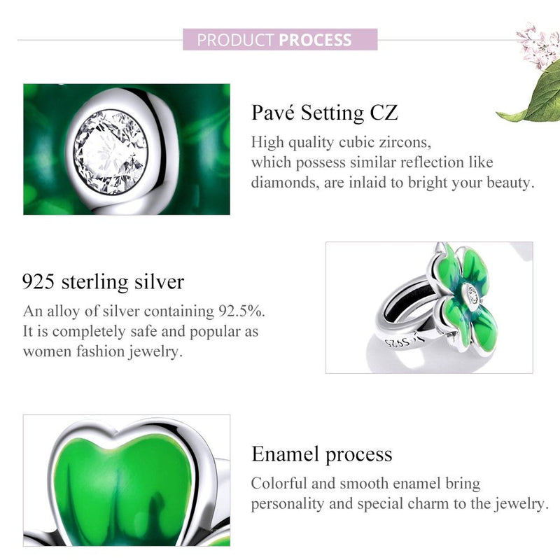 925 Sterling Silver Lucky Clover Beads For Diy Bracelets & Necklaces