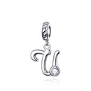 925 Sterling Silver Personalized Letter Pendant For Diy Bracelets & Necklaces Style - U