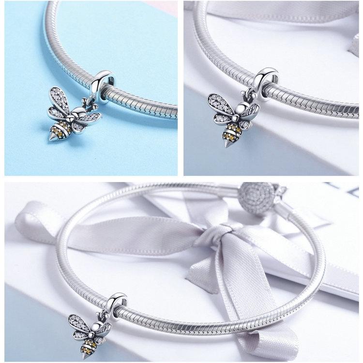 925 Sterling Silver Bee Charm For Diy Bracelets