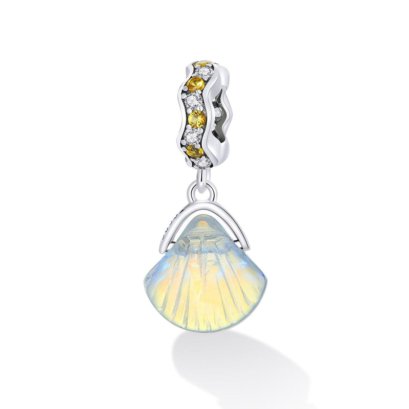 925 Sterling Silver Iridescent Shell Pendant For Diy Bracelet Or Necklace