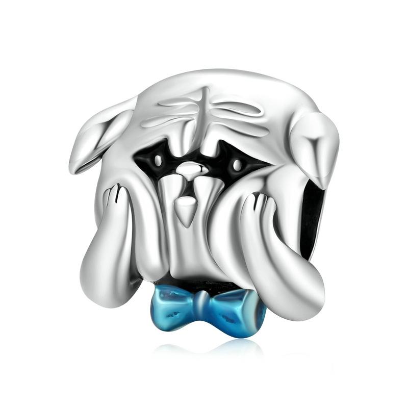925 Sterling Silver Dog Beads For Diy Bracelets & Necklaces