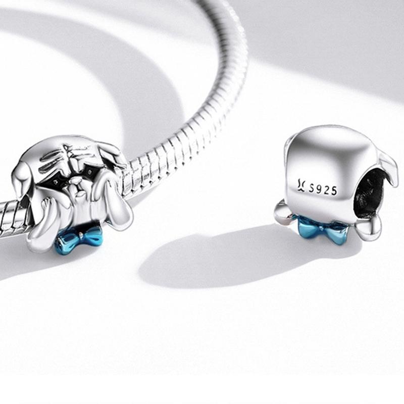 925 Sterling Silver Dog Beads For Diy Bracelets & Necklaces
