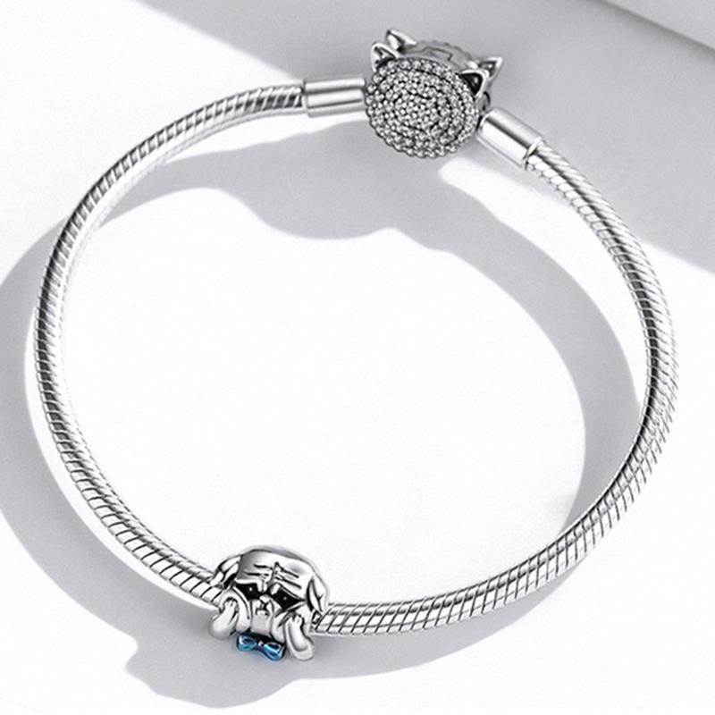 925 Sterling Silver Dog Beads For Diy Bracelets & Necklaces