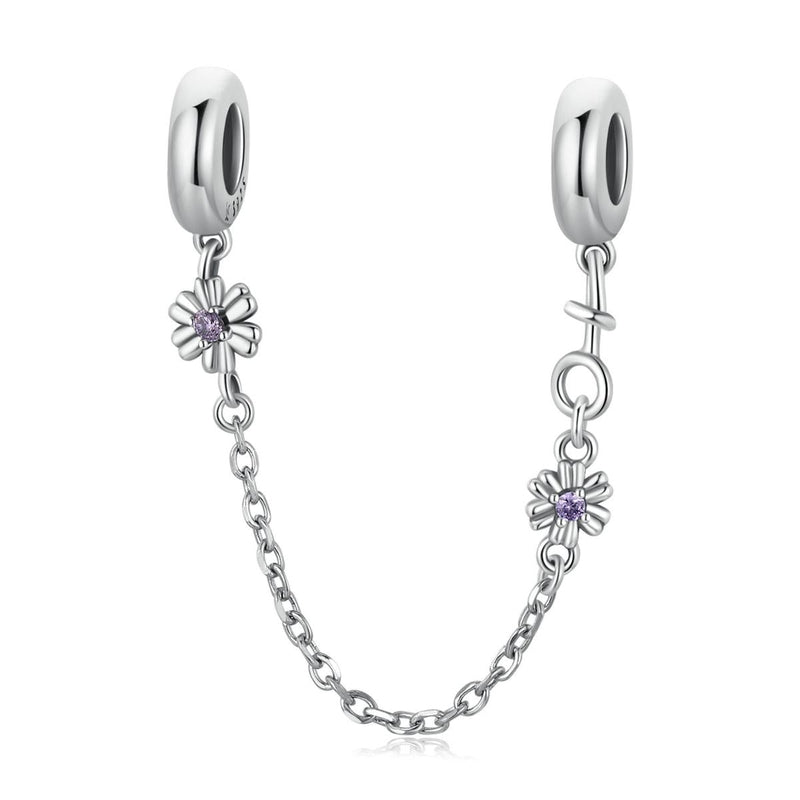 925 Sterling Silver Flower Safety Chain For Diy Bracelets & Necklaces