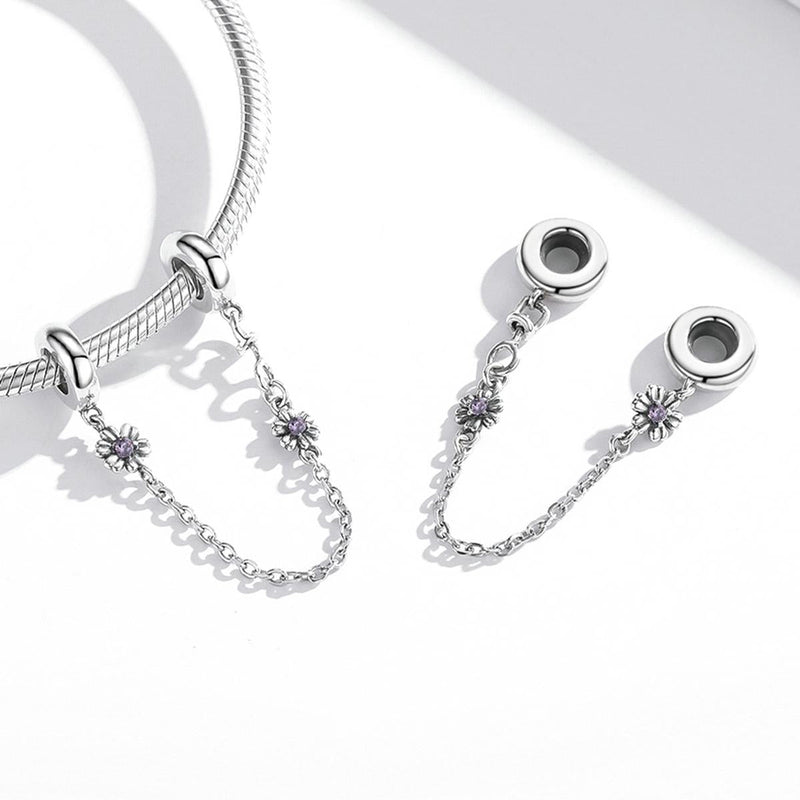 925 Sterling Silver Flower Safety Chain For Diy Bracelets & Necklaces