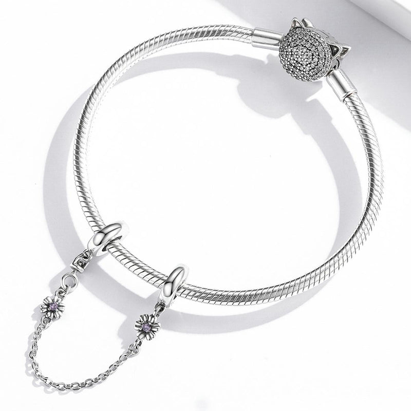925 Sterling Silver Flower Safety Chain For Diy Bracelets & Necklaces