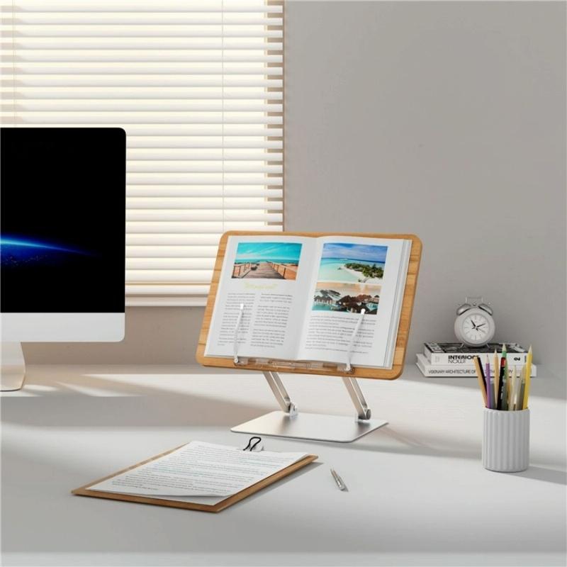 Aluminum Desktop Book Stand With Wood Board