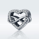 925 Sterling Silver Heart Diamond Beads For Diy Bracelets