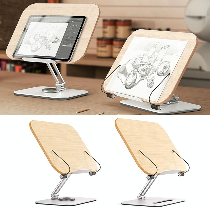 360-Degree Rotating Desktop Bookshelf With Tablet Stand