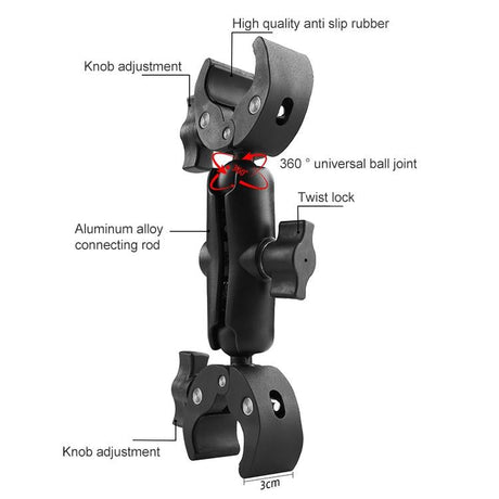 18Cm Dual Head Motorcycle Handlebar Mount