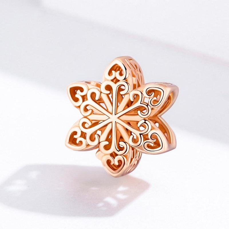 925 Sterling Silver Rose Gold Snowflake Beads For Diy Bracelets & Necklaces