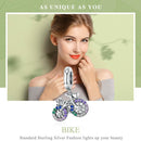 925 Sterling Silver Bicycle Pendant With Zircon Beads For Diy Bracelet Style - Pendant + Bare Chain