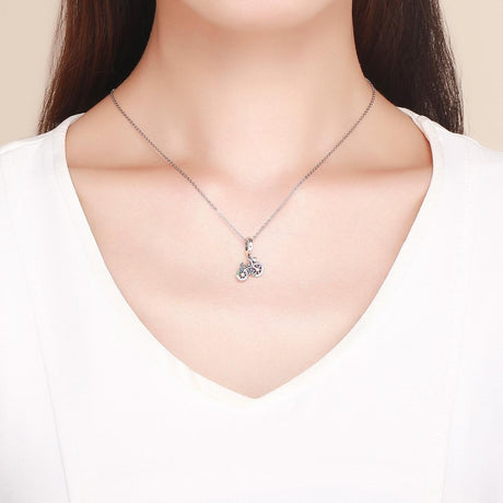 925 Sterling Silver Bicycle Pendant With Zircon Beads For Diy Bracelet Style - Pendant + Bare Chain