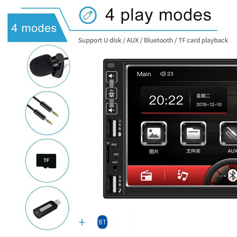7 Inch Car Mp5 Player With Bluetooth / Fm Remote 4 Led Camera