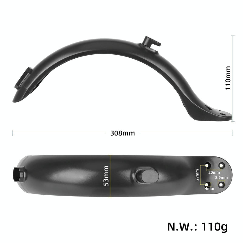 8.5 Inch Rear Fender for Xiaomi M365 / 1s / Pro Scooter - Plastic 4 Holes - Fender+Tail Light Set