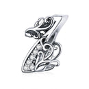 925 Sterling Silver Relief Number Series 0 9 Beads For Diy Bracelets & Necklaces Style - 1