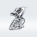 925 Sterling Silver Relief Number Series 0 9 Beads For Diy Bracelets & Necklaces Style - 1