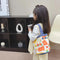 Cartoon Graffiti Bento Bag - Cute Canvas Handbag - Model 2 Green