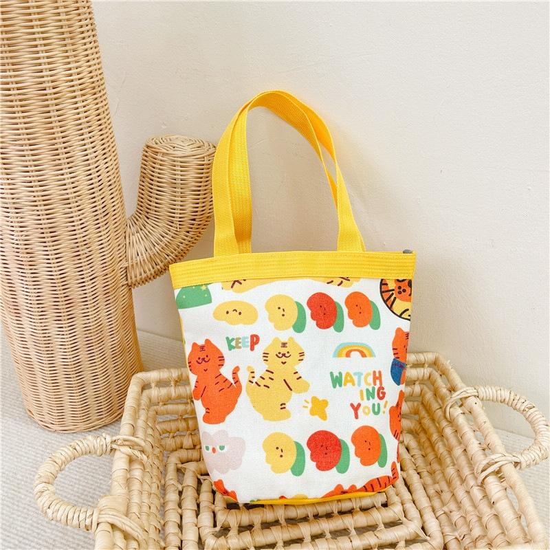 Cartoon Graffiti Bento Bag - Cute Canvas Handbag - Model 2 Green