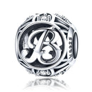 925 Sterling Silver Personalized Letter Beads For Diy Bracelets & Necklaces Style - B