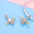 925 Sterling Silver Bee Zircon Pendant Necklace Diy Lady Style - Pendent + Necklace