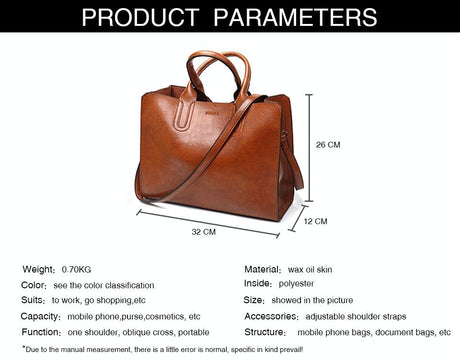 Leather Women Tote Bag For Casual Shoulder Carry