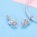 925 Sterling Silver Blue Zircon Owl Pendant For Diy Bracelets Style - Necklace + Pedndant