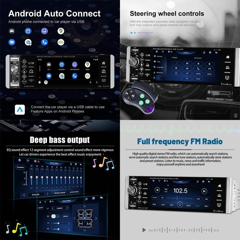 5.1 Inch Ips Capacitive Carplay Player + 4 Light Camera - A2905