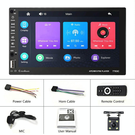 7 Inch Car Double Butt Mp5 Bluetooth Player + 4 Light Camera