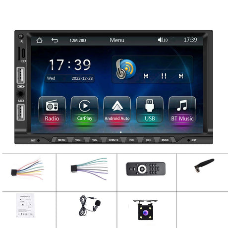 7 Inch Car Mp5 Player Carplay / Android Auto / Mirror Link / Bluetooth - Standard - With 4-Light Camera