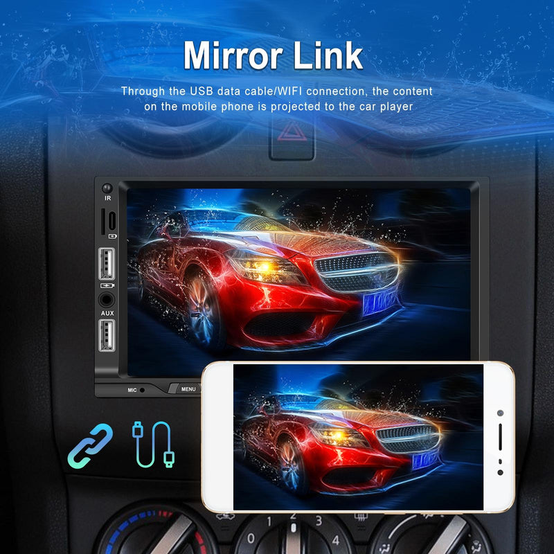 7 Inch Car Mp5 Player Carplay / Android Auto / Mirror Link / Bluetooth - Standard - With 4-Light Camera