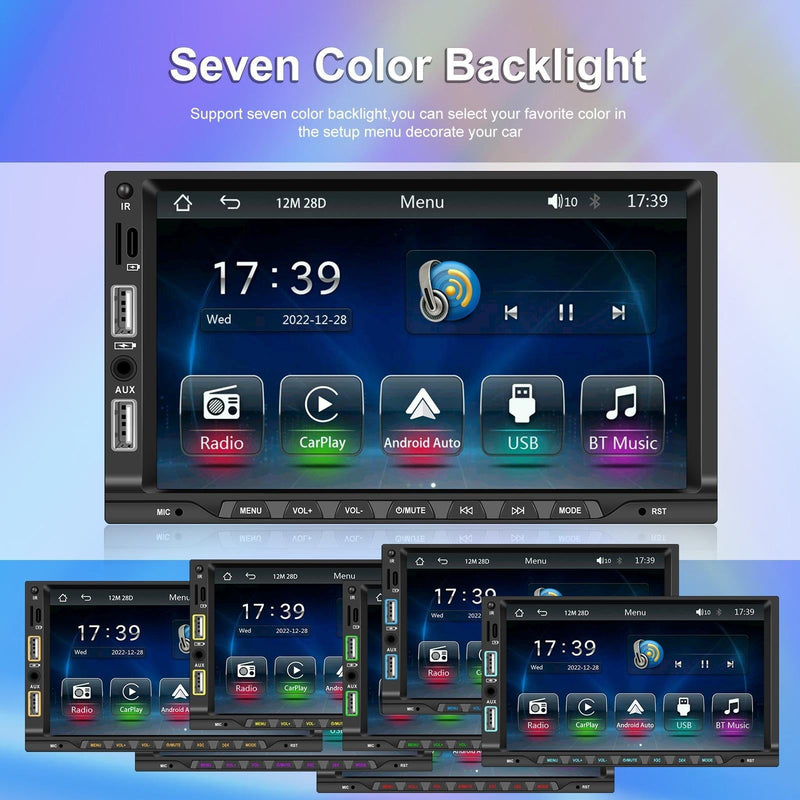 7 Inch Car Mp5 Player Carplay / Android Auto / Mirror Link / Bluetooth - Standard - With 4-Light Camera