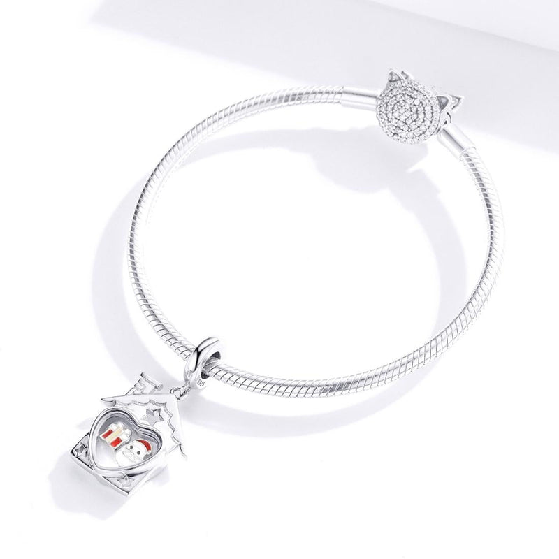 925 Sterling Silver Platinum Plated Santa Beads For Diy Bracelets & Necklaces