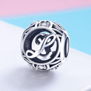925 Sterling Silver 26 English Letter Beads For Diy Bracelets & Necklaces Style - L