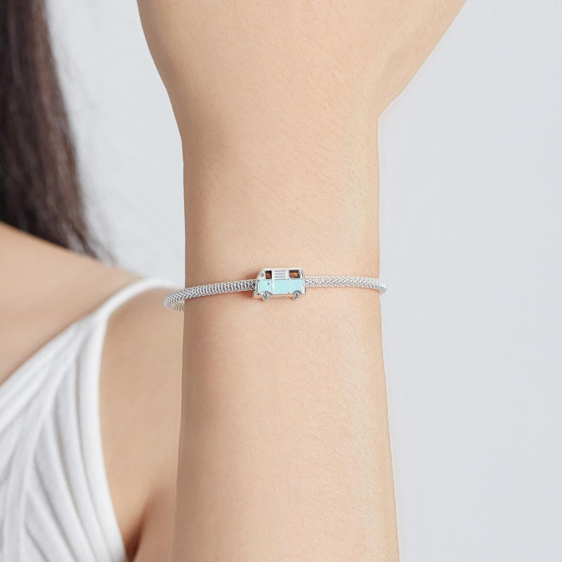 925 Sterling Silver Mini Bus Beads For Diy Bracelets & Necklaces